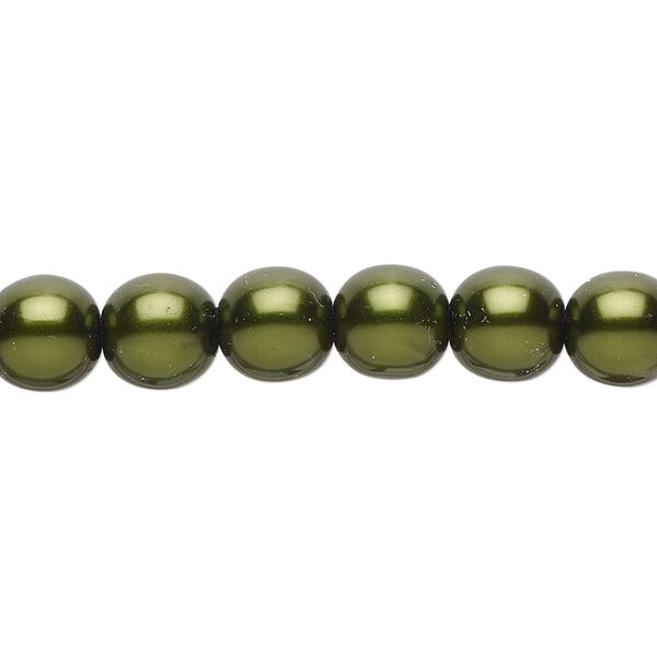 Bead, Czech pearl-coated glass druk, emerald green, 8mm round. Sold per 15-1/2" to 16" strand. image number 0