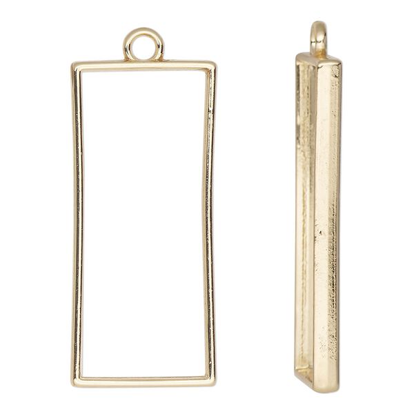 Focal, gold-finished "pewter" (zinc-based alloy), 43x19mm open rectangle. Sold per pkg of 2. image number 0