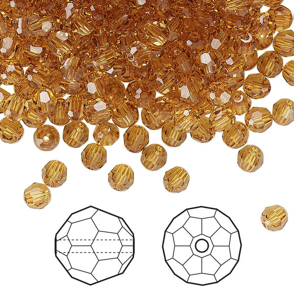 Bead 720pk golden topaz, Swarovski® 4mm round 5000 image number 0