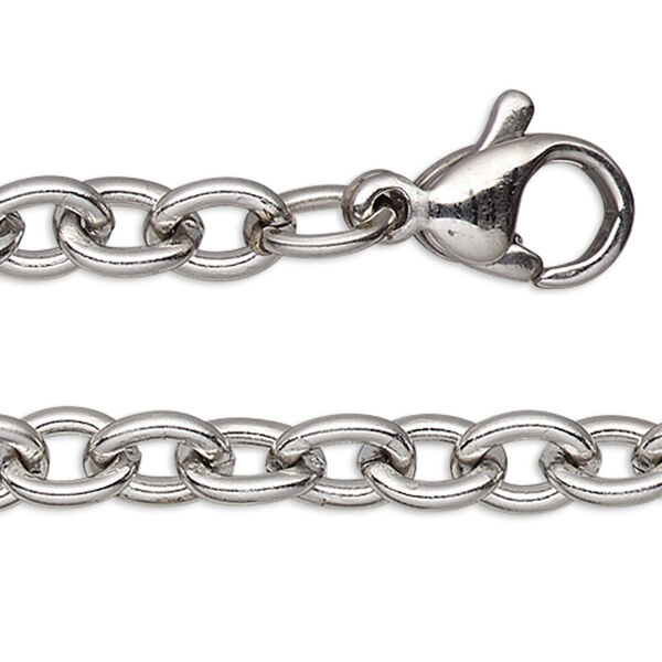 Chain, stainless steel, 4.5mm cable, 18 inches with lobster claw clasp. Sold individually. image number 0