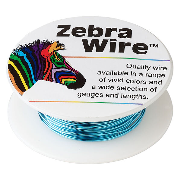 Wire, Zebra Wire™, color-coated copper, turquoise blue, round, 24 gauge. Sold per 20-yard spool. image number 0