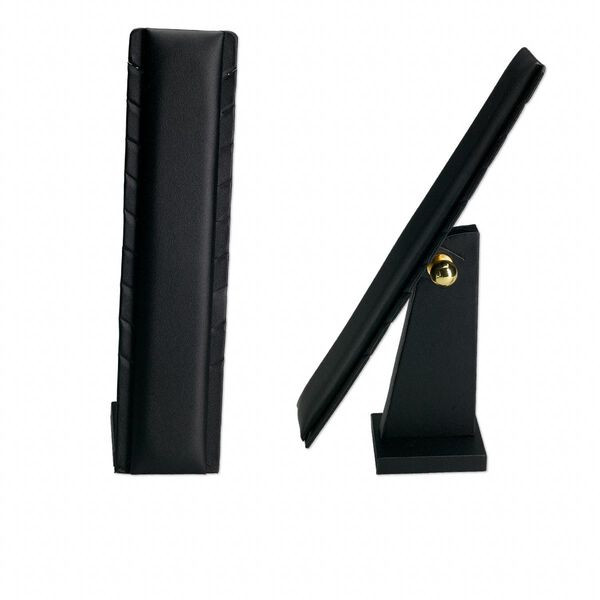 Display, necklace, leatherette, black, 8 x 2-3/4 x 3-1/2 to 11-3/4 x 2-3/4 x 12 inches. Sold individually. image number 0