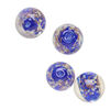 Bead, lampworked glass, clear / cobalt blue / glow-in-the-dark / gold, 14mm round. Sold per pkg of 4. image number 0