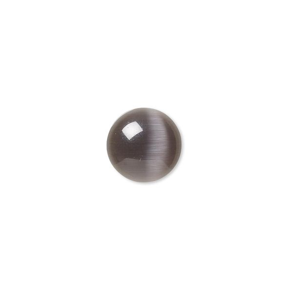 Cabochon, cat's eye glass (fiber optic glass), black, 12mm calibrated round, quality grade. Sold per pkg of 10. image number 0