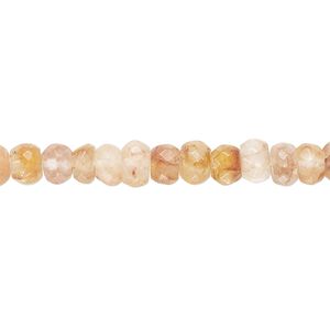 Yellow iron quartz 1pkg1, hand-cut faceted rondelle bead natural 14 inch 5x3mm-6x4mm