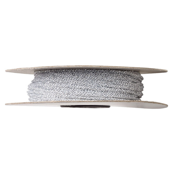 Cord, nylon, metallic silver, 1.5mm round. Sold per 100-foot spool. image number 0