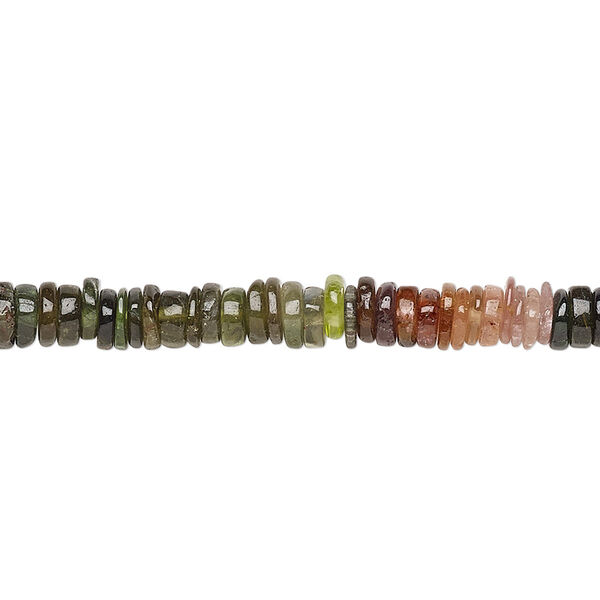 Bead, multi-tourmaline (natural), 4x1mm-6x2mm hand-cut rondelle, B grade, Mohs hardness 7 to 7-1/2. Sold per 8-inch strand, approximately 100-150 beads. image number 0