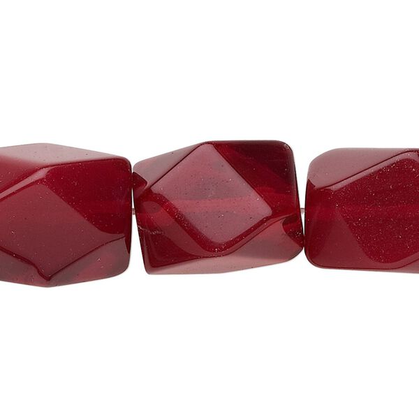 Bead, glass, candy red, small to medium faceted nugget. Sold per 15-1/2" to 16" strand. image number 0