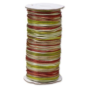 Cord, Satinique™, satin, forest, 2mm regular. Sold per 400-foot spool.