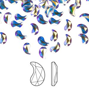 Flat back 24pk crystal AB foil back, Crystal Passions® 6x3.7mm paisley y 2365