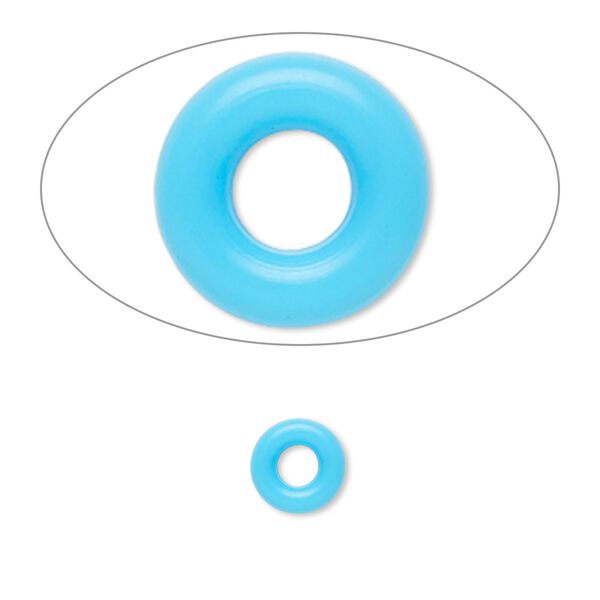 Component, Oh! Ring™, silicone, neon blue, 7mm round with 3mm hole. Sold per pkg of 300. image number 0
