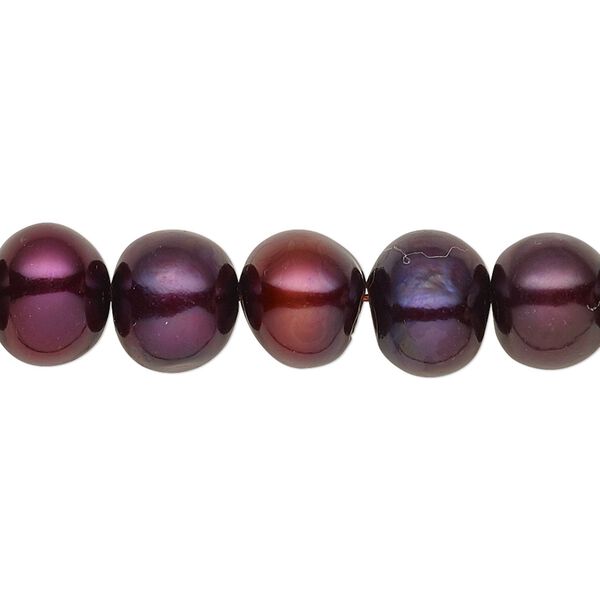 Pearl, cultured freshwater (dyed), berry, 9-11mm semi-round with 0.4mm hole, C grade, Mohs hardness 2-1/2 to 4. Sold per 15-inch strand. image number 0