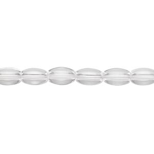 Quartz crystal 1pkg1, oval bead natural 15.5-16 inch 8x5mm