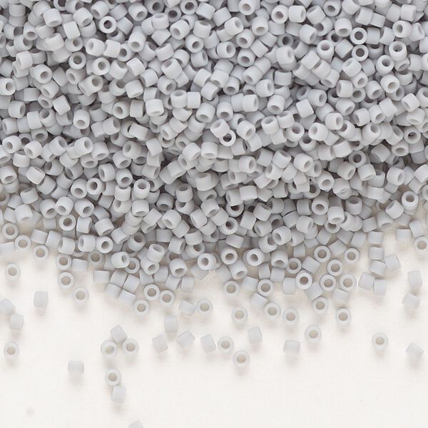 Seed bead, Delica®, glass, pkg/7.5g, #11 round, opaque matte grey (DB-1589). image number 0
