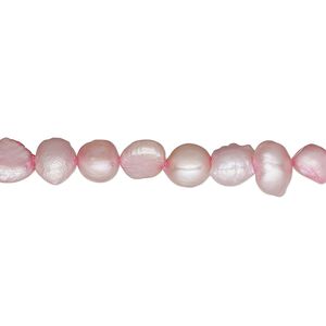 Pearl, cultured freshwater (dyed), old rose, 6-7mm flat-sided potato, D grade, Mohs hardness 2-1/2 to 4. Sold per 16-inch strand.