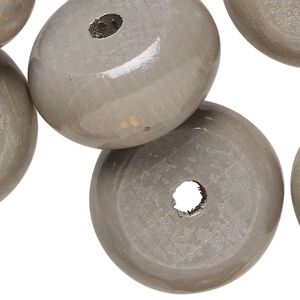 Bead, wood (dyed/waxed), grey, 29x15mm rondelle. Sold per pkg of 30.