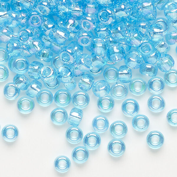 Seed bead, Miyuki, glass, pkg/250g, #6 rocaille, translucent rainbow aqua (RR-260). image number 0