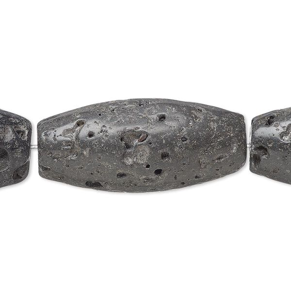 Bead, blackstone (dyed), 39x17mm-41x21mm rough oval, C grade, Mohs hardness 6-1/2 to 7. Sold per 8-inch strand. image number 0