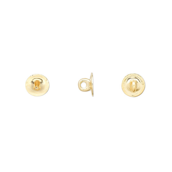 Button back, gold-plated brass, 6mm round. Sold per pkg of 100. image number 0