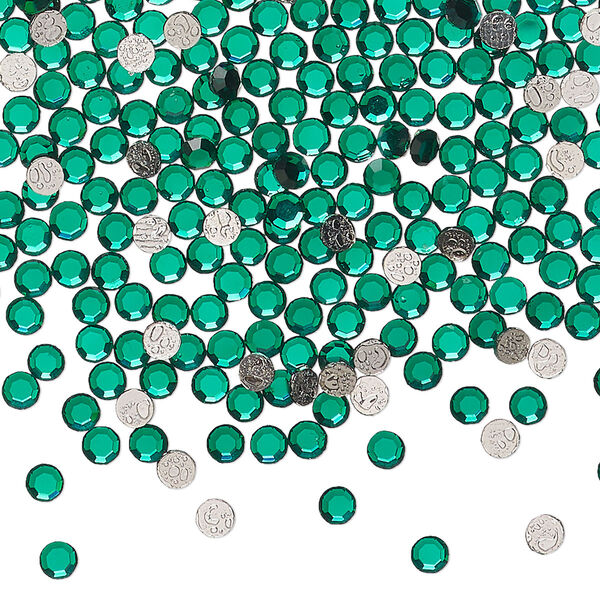 Flat back 1440pk emerald, vintage Preciosa Czech crystal hotfix rhinestone 2.7-2.9mm chaton rose round SS10 image number 0