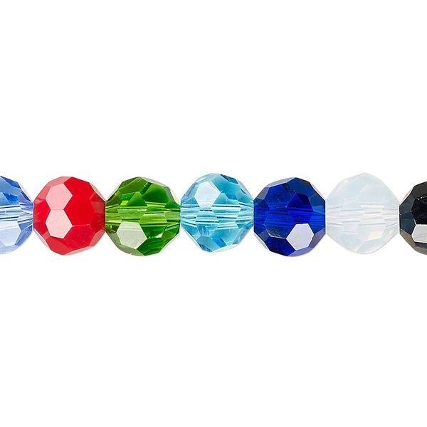 Bead 1pk 32 facets opaque to transparent mixed colors, Celestial Crystal® 8mm round 15.5-16 inch image number 0