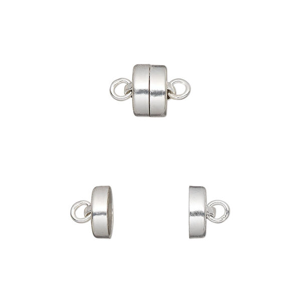 Clasp, magnetic, sterling silver, 7.5x5mm barrel with (2) soldered jumprings. Sold individually. image number 0