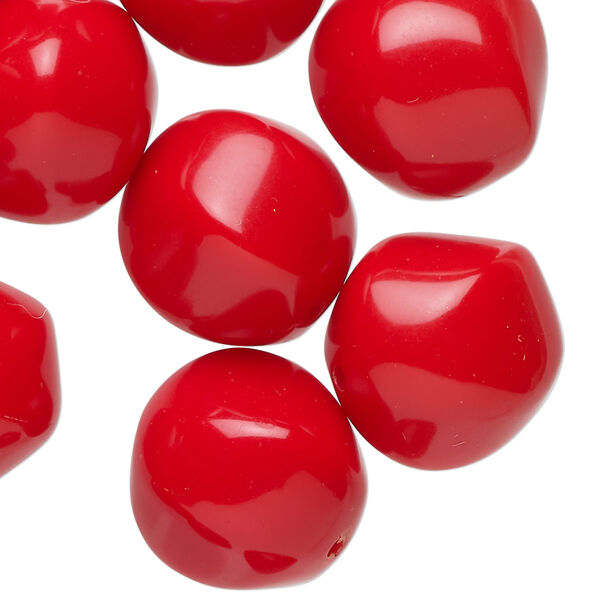 Bead, acrylic, red, 18mm uneven round. Sold per 6-ounce pkg, approximately 55 beads. image number 0