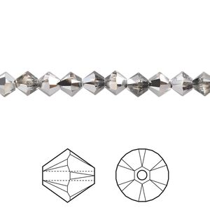 Bead 144pk crystal silver night, Crystal Passions® 5mm bicone 5328