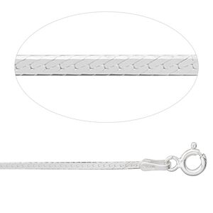 Chain 1pkg1 sterling silver herringbone, 1.5-1.7mm / mixed clasp, Gossamer™ 18 inch