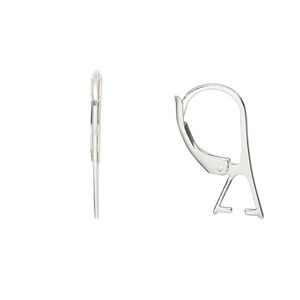 Ear wire leverback 1pkg2 sterling silver, 20mm / 4.5mm grip length, 1 pair