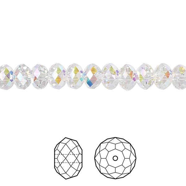 Bead 144pk crystal AB, Crystal Passions® 6x4mm rondelle 5040 image number 0