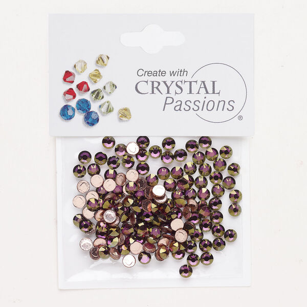 Flat back 1pkg144 crystal lilac shadow foil back, Crystal Passions&reg; rhinestone 3.80-4.00mm hotfix round SS16 image number 0