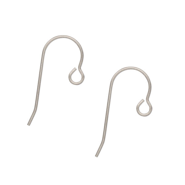 Ear wire, titanium, 23mm fishhook with open loop, 21 gauge. Sold per pkg of 5 pairs. image number 0