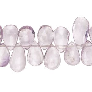 Lavender amethyst 1pkg1, hand-cut top-drilled faceted puffed teardrop bead natural 9 inch 9x7mm-16x8mm