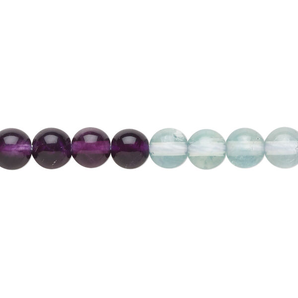 Bead, multi-fluorite (natural), 6mm round, A- grade, Mohs hardness 4. Sold per 15" to 16" strand. image number 0