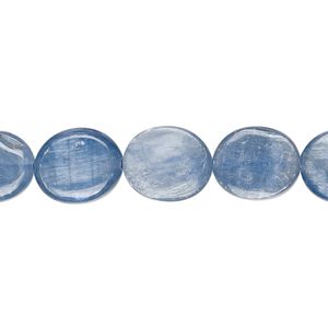 Blue kyanite 1pkg1, hand-cut flat oval bead natural 8 inch 12x10mm