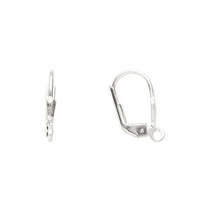 Ear wire leverback 1pkg20 sterling silver, 16mm / 5x2mm plain shield / open loop, 10 pair