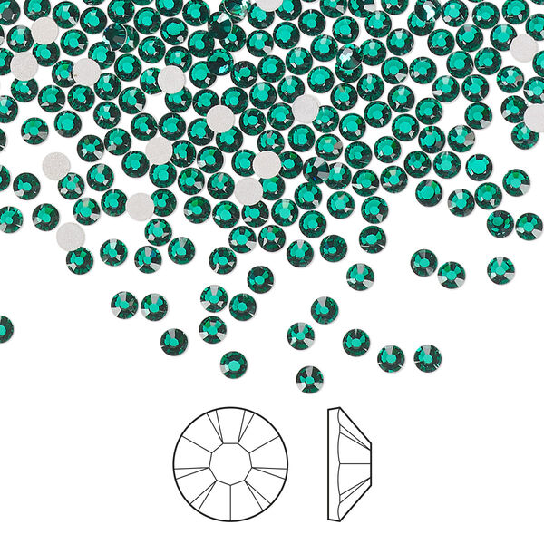Flat back 1440pk emerald foil back, Preciosa MAXIMA Czech crystal rhinestone 2.1-2.3mm chaton rose round SS7 image number 0
