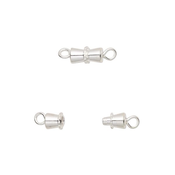 Clasp, barrel, silver-finished brass, 8x4mm. Sold per pkg of 10. image number 0