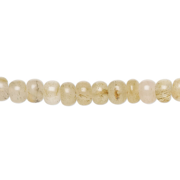 Bead, yellow iron quartz (natural), 6x3mm-7x5mm hand-cut rondelle, C grade, Mohs hardness 7. Sold per 13-inch strand. image number 0