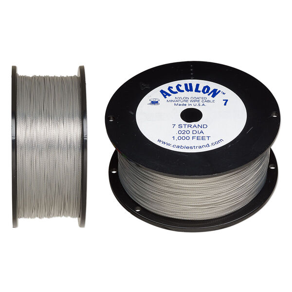 Beading wire, Acculon®, nylon-coated stainless steel, clear, 7 strand, 0.02-inch diameter. Sold per 1000-foot spool. image number 0