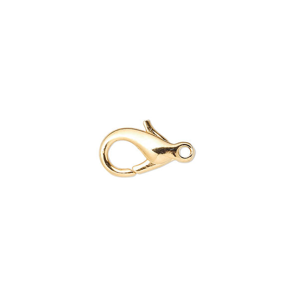 Clasp, lobster claw, gold-plated brass, 13x8mm. Sold per pkg of 10. image number 0