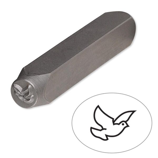 Stamp punch, tempered chrome vanadium steel, 6x5mm dove, 2-3/4 x 3/8 inches. Sold individually. image number 0