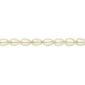 Pearl, cultured freshwater (dyed), pistachio, 4-5mm rice, C grade, Mohs hardness 2-1/2 to 4. Sold per 16-inch strand.