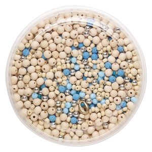 Bead mix, wood (natural) / acrylic / glass, pkg/1 pound, mixed colors, 4x5mm-18x13mm mixed shapes.
