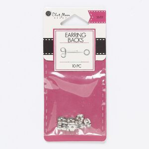 Earnut 1pkg10 "pewter" (zinc-based alloy), 6x3.5mm, silver-finished 5 pair