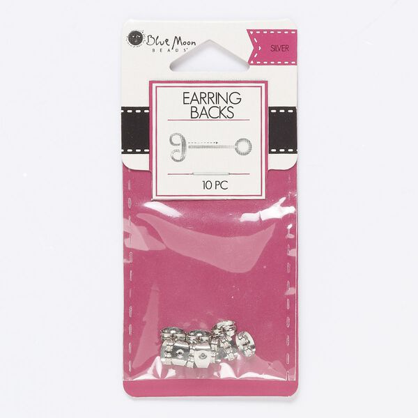 Earnut 1pkg10 "pewter" (zinc-based alloy), 6x3.5mm, silver-finished 5 pair image number 0
