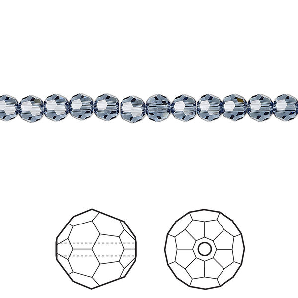 Bead 144pk denim blue, Crystal Passions® 4mm round 5000 image number 0