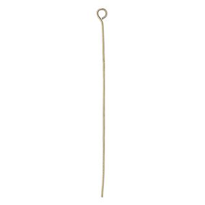 Eye pin, antique gold-plated brass, 2 inches, 24 gauge. Sold per pkg of 500.