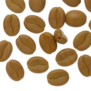 Bead, Preciosa, Czech pressed glass, opaque matte light roast, 10.5x8mm coffee bean. Sold per pkg of 25.